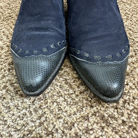 Guess Georges Marciano Blue Leather Western Booties Women's 6 Vintage 80s/90's - Picture 3 of 9